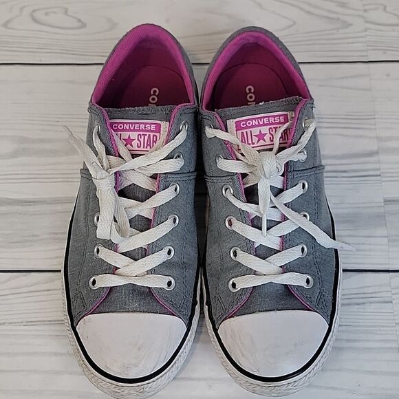Converse All Star Chuck Taylor Low Top Sneakers Gray and Pink Size 5 Junior - Picture 2 of 9
